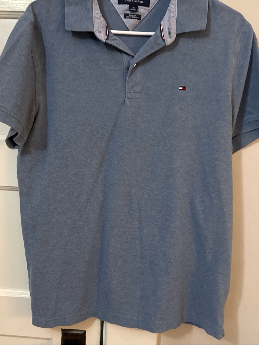 Tommy Hilfiger Men's Heather Blue Polo with Flag Logo